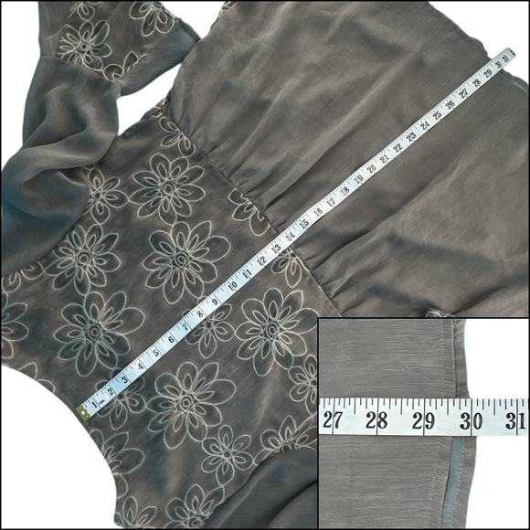 CalStyle Embroidered Peasant Top Mini Dress Tunic Top 3/4 Bell Sleeves Size L - Picture 14 of 16